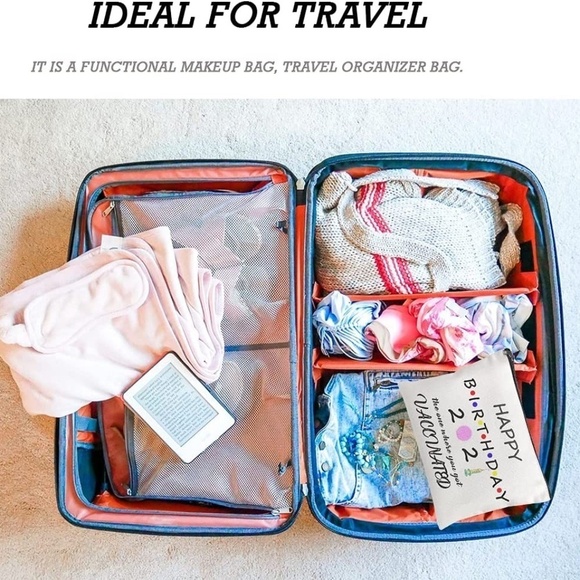 Cosmetic Makeup Bag Travel Case Women Quarantine Birthday 2021 NWT - Picture 5 of 6